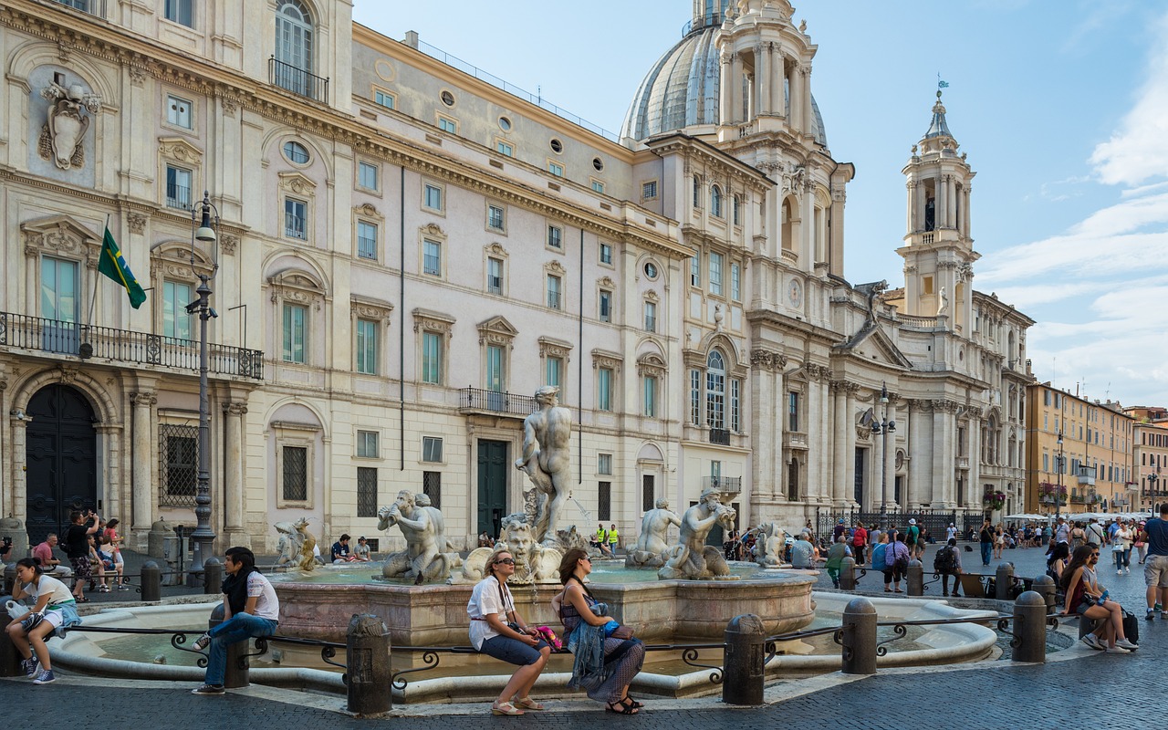 Church of Sant'Agnese in Angone dominating Piazza Navona in Rome